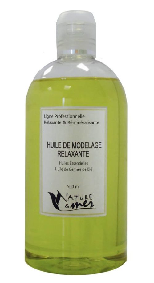HUILE DE MODELAGE RELAXANTE 500ml (H.E. LAVANDE - ROMARIN - MELISSE - MARJOLAINE etc..