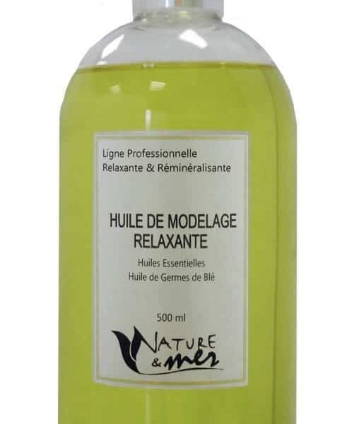 HUILE DE MODELAGE RELAXANTE 500ml (H.E. LAVANDE - ROMARIN - MELISSE - MARJOLAINE etc..