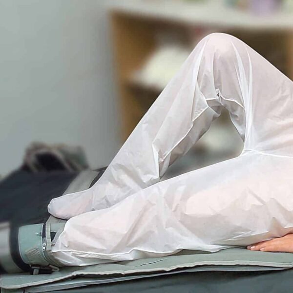 PANTALON NON TISSE POUR PRESSOTHERAPIE AVEC ELASTIQUE ET PIEDS LA PAIRE