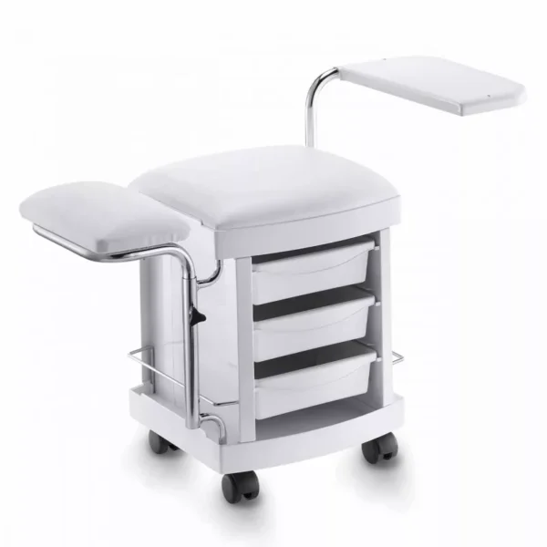 TABOURET MANUCURE - PEDICURE ROULANT 3 TIROIRS