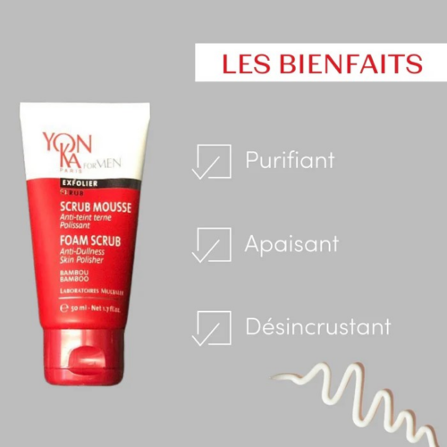 SCRUB MOUSSE YON-KA FOR MEN 50ml - GEL DESINCRUSTANT TRIPLE ACTION - Image 5