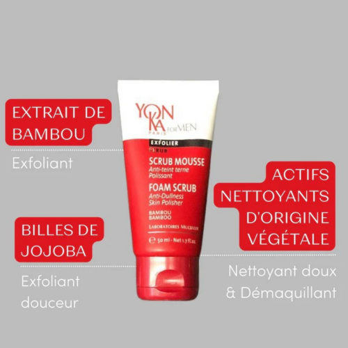 SCRUB MOUSSE YON-KA FOR MEN 50ml - GEL DESINCRUSTANT TRIPLE ACTION - Image 3