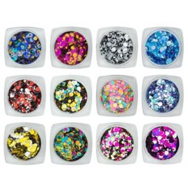 CONFETTIS METALIC LASER  -  lot 12 couleurs