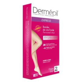 BANDES CIRE FROIDE lot 20 + 4 Lingettes post-épilation