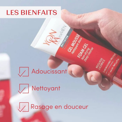 GEL MOUSSE YON-KA FOR MEN 100ml - NETTOYANT DOUX A LA REGLISSE - Image 2