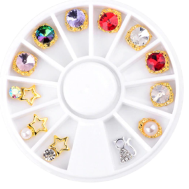DISTRIBUTEUR DECORATION ONGLES 3D ETOILES - BIJOUX - CHAT (lot 12)