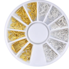 DISTIBUTEUR DECORATION ONGLES METAL OR OU ARGENT