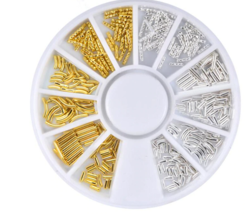 DISTIBUTEUR DECORATION ONGLES METAL OR OU ARGENT