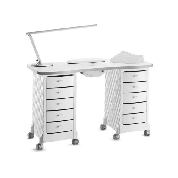 TABLE MANUCURE DOUBLE DECOR + ASPIRATION 30W- 10 TIROIRS - REPOSE MAINS