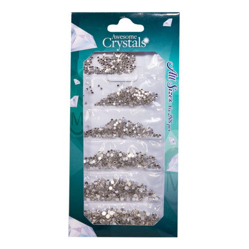 PACK STRASS CRYSTAL CLEAR - 6 Tailles x 288 pièces = 1728 strass