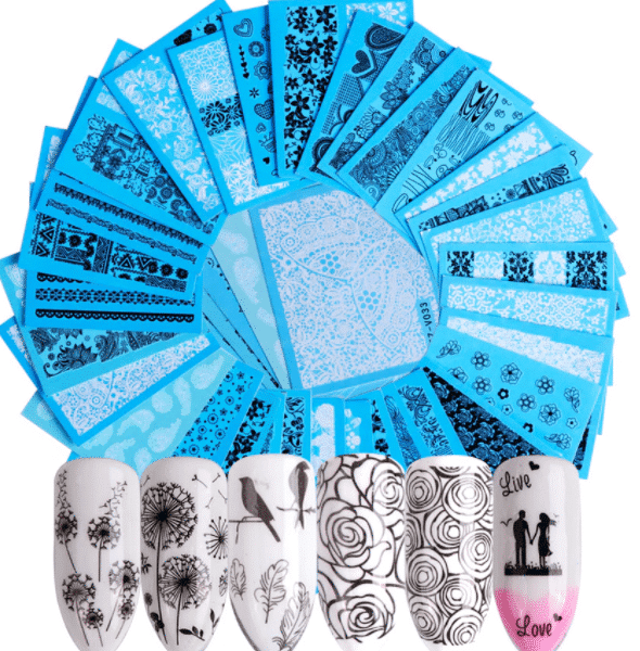 DECALCOMANIE ONGLES MOTIFS NOIR OU BLANC lot 48