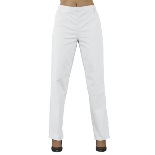 PANTALON BLANC VENTRE PLAT T40/42 - ELASTIQUE SUR LES COTES Sergé 65% Polyester 35% Coton