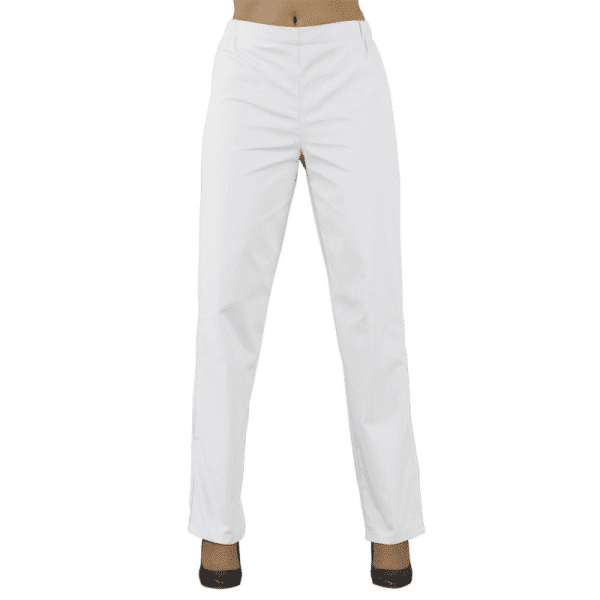 PANTALON BLANC VENTRE PLAT T34 - ELASTIQUE SUR LES COTES Sergé 65% Polyester 35% Coton