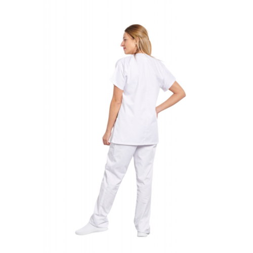 TUNIQUE GRISE & BLANCHE T44/46 COL ROND MANCHES KIMONO - FERMETURE PRESSIONS - Image 3