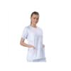 TUNIQUE BLANCHE COL ROND T38/40 - 3 POCHES 5 BOUTONS PRESSIONS MANCHES KIMONO - Piqué Poly Coton 65/35