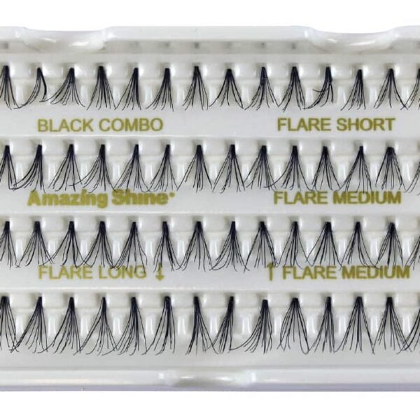 FAUX CILS TOUFFES NOIR 4 rangées de 14 touffes (1 courte, 2 moyennes, 1 longue)