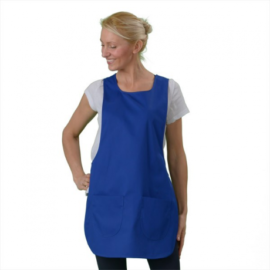 TABLIER BLEU FONCE CHASUBLE FERMETURE PRESSIONS